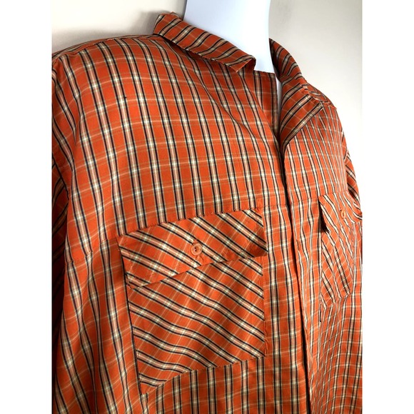 Veezo Men's Button Down Shirt Size XL Short Sleeve Orange Polyester - Picture 2 of 14